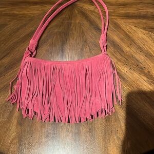 Pink suede purse EUC